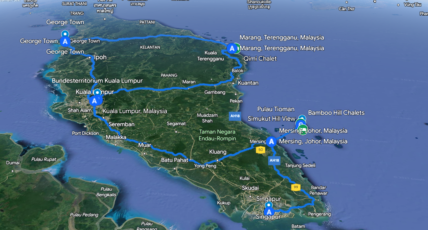 noch 20 Tage: geplante Reiseroute
